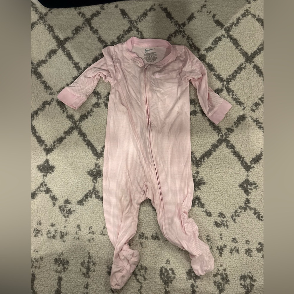 Nike Light Pink Zip-Front Footed One-Piece